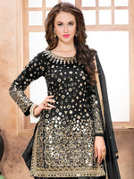 Black Taffeta Silk embroidered  Patiala Suits