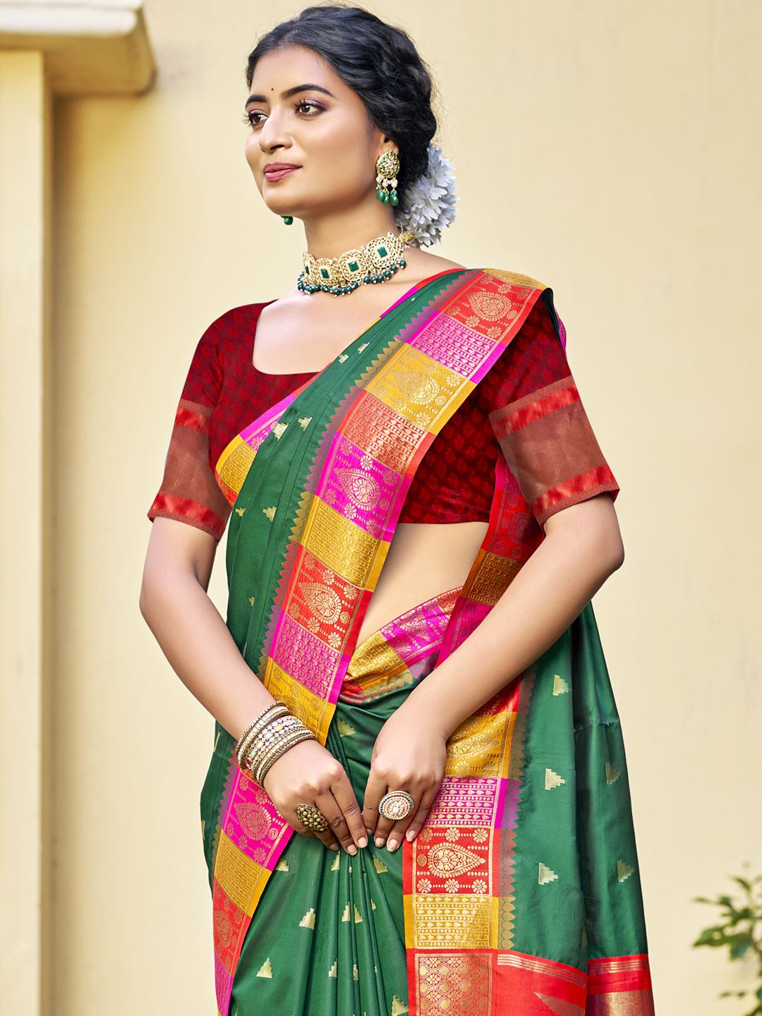 Blossom Green Color Soft Silk Saree
