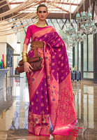 Blue Handloom Silk Saree With  Jacquard Woven Work
