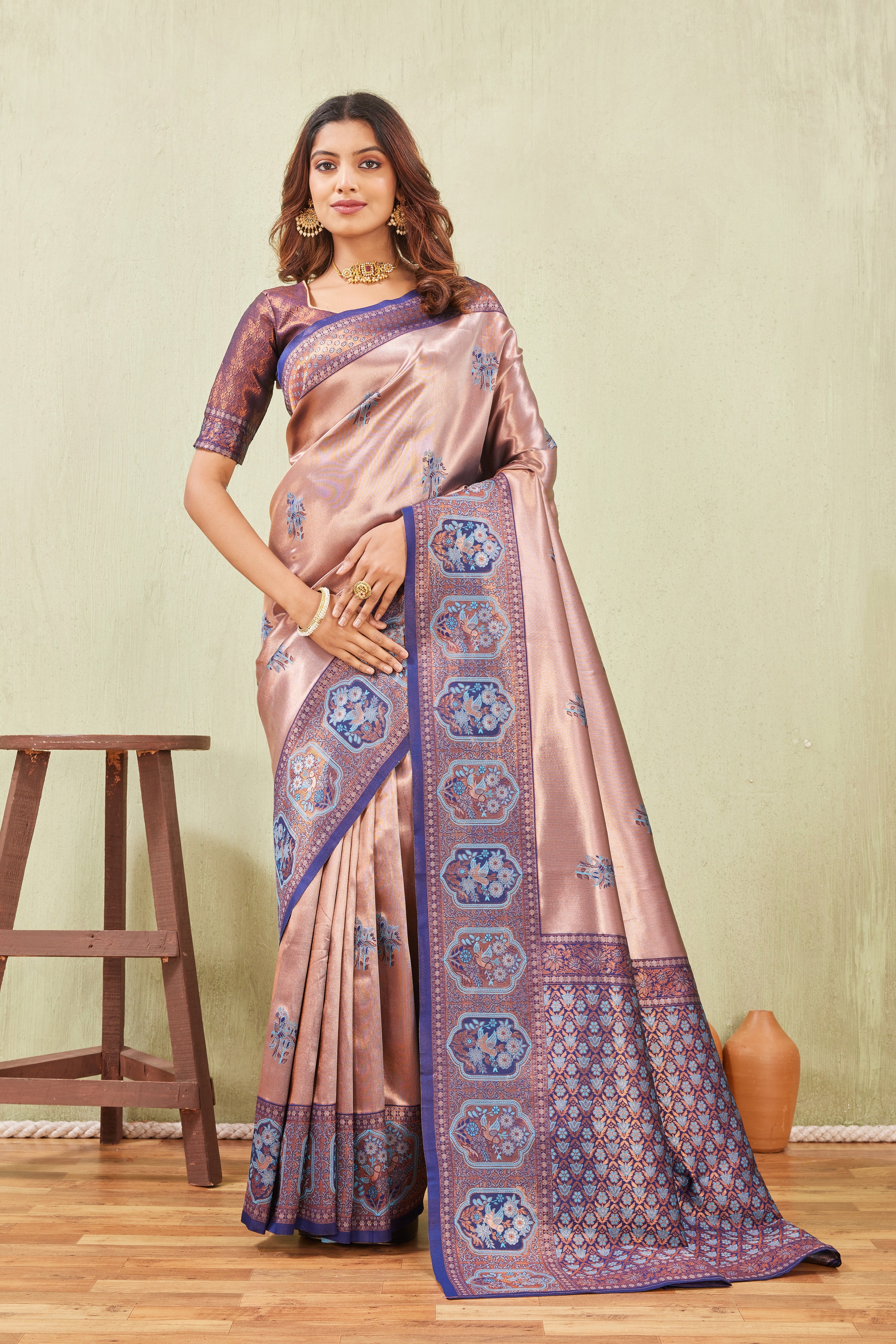 Blue Rama Banarasi Silk Saree with Rich Pallu & Elegant Jacquard Jari Work