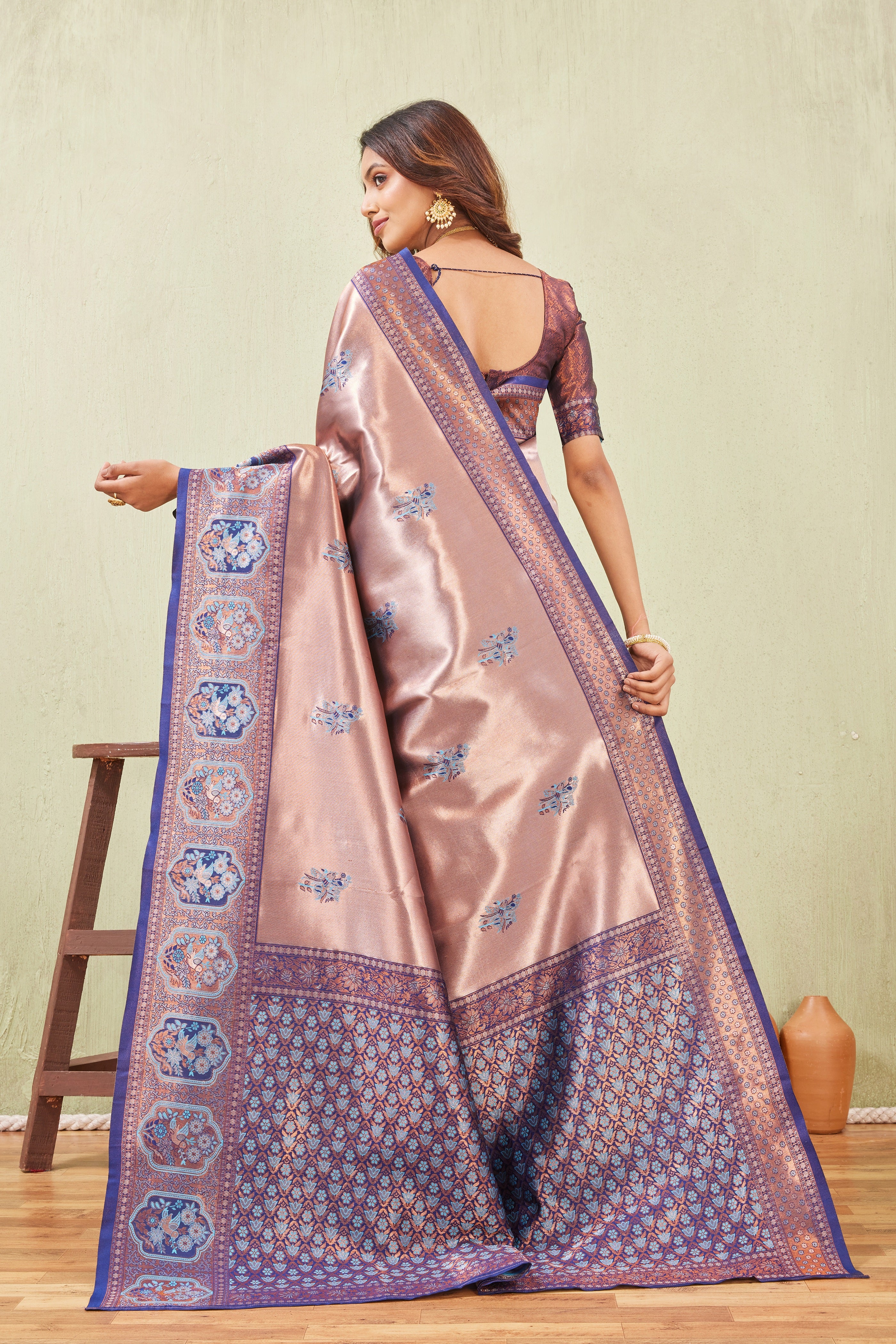Blue Rama Banarasi Silk Saree with Rich Pallu & Elegant Jacquard Jari Work