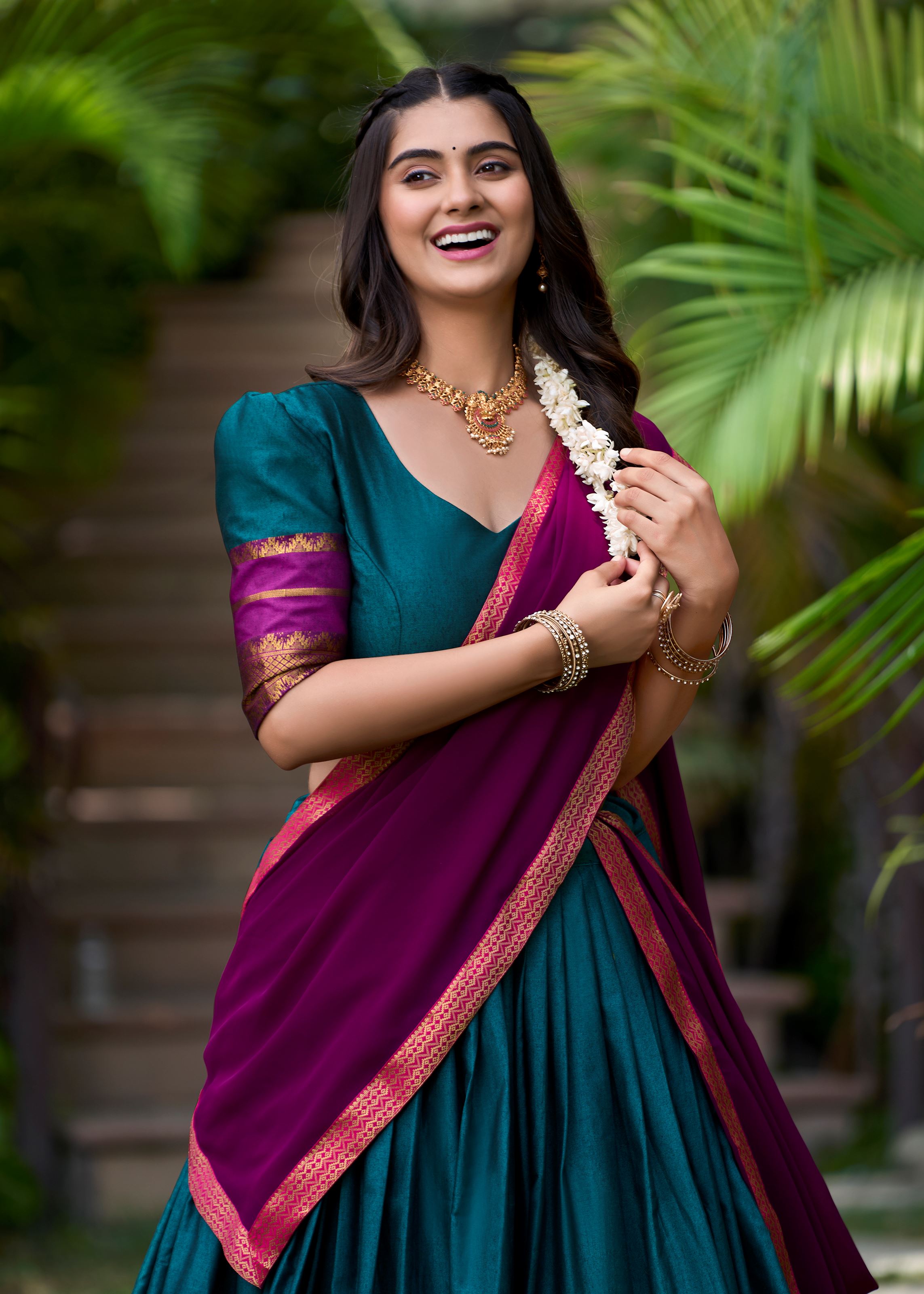 Bold & Beautiful In Teal  Poly Cotton Lehenga With Elegant Zari Weaving Work