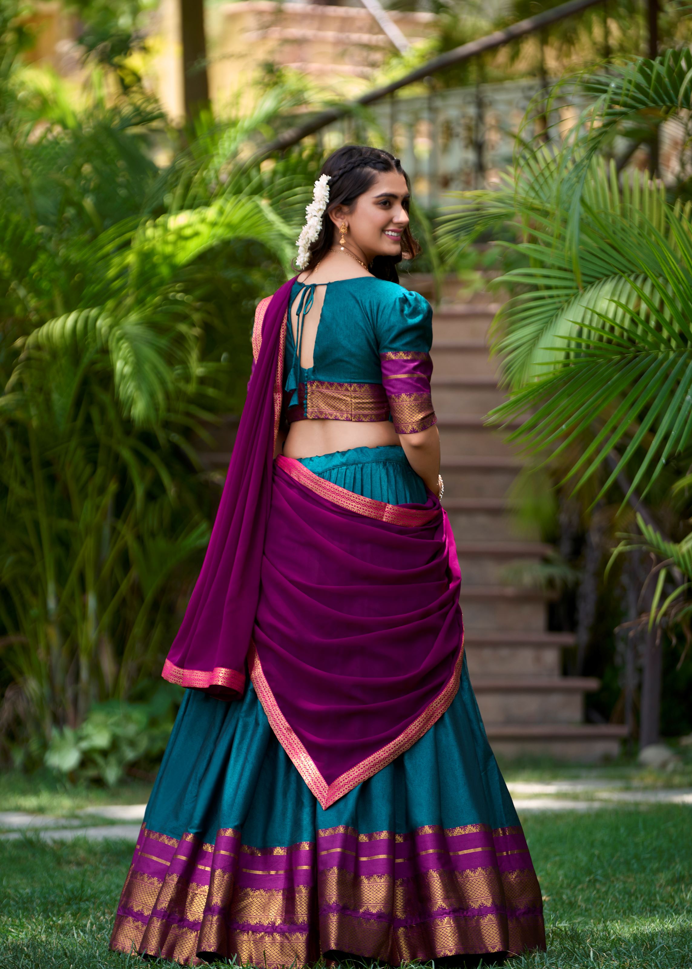 Bold & Beautiful In Teal  Poly Cotton Lehenga With Elegant Zari Weaving Work