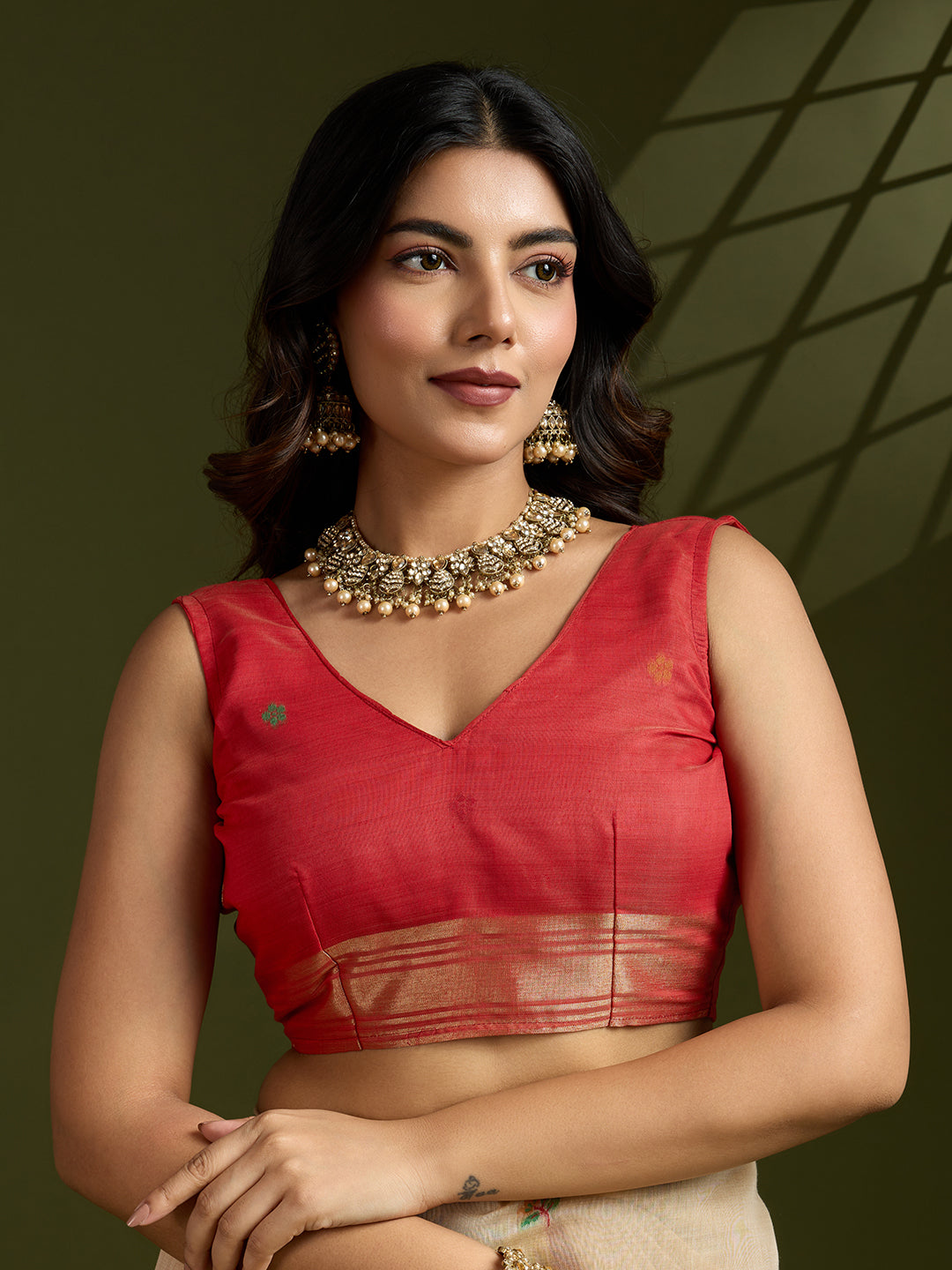 Chiku Muga Cotton Saree with Flower Butti and Paithani Pallu