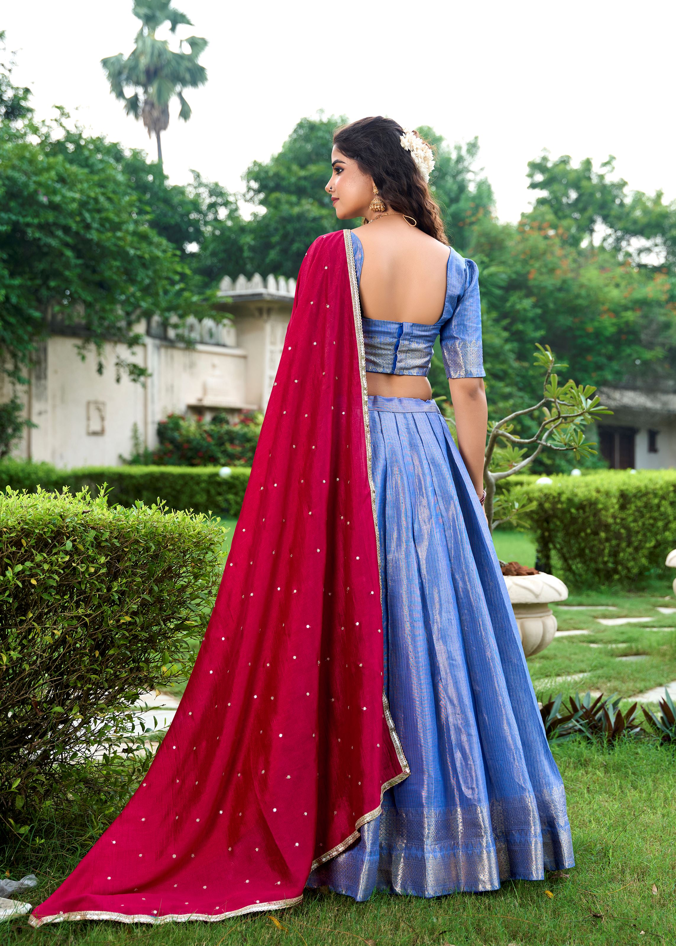 Classic Royal Blue Elegance With A Touch Of Tradition  Kanchipuram Lehenga