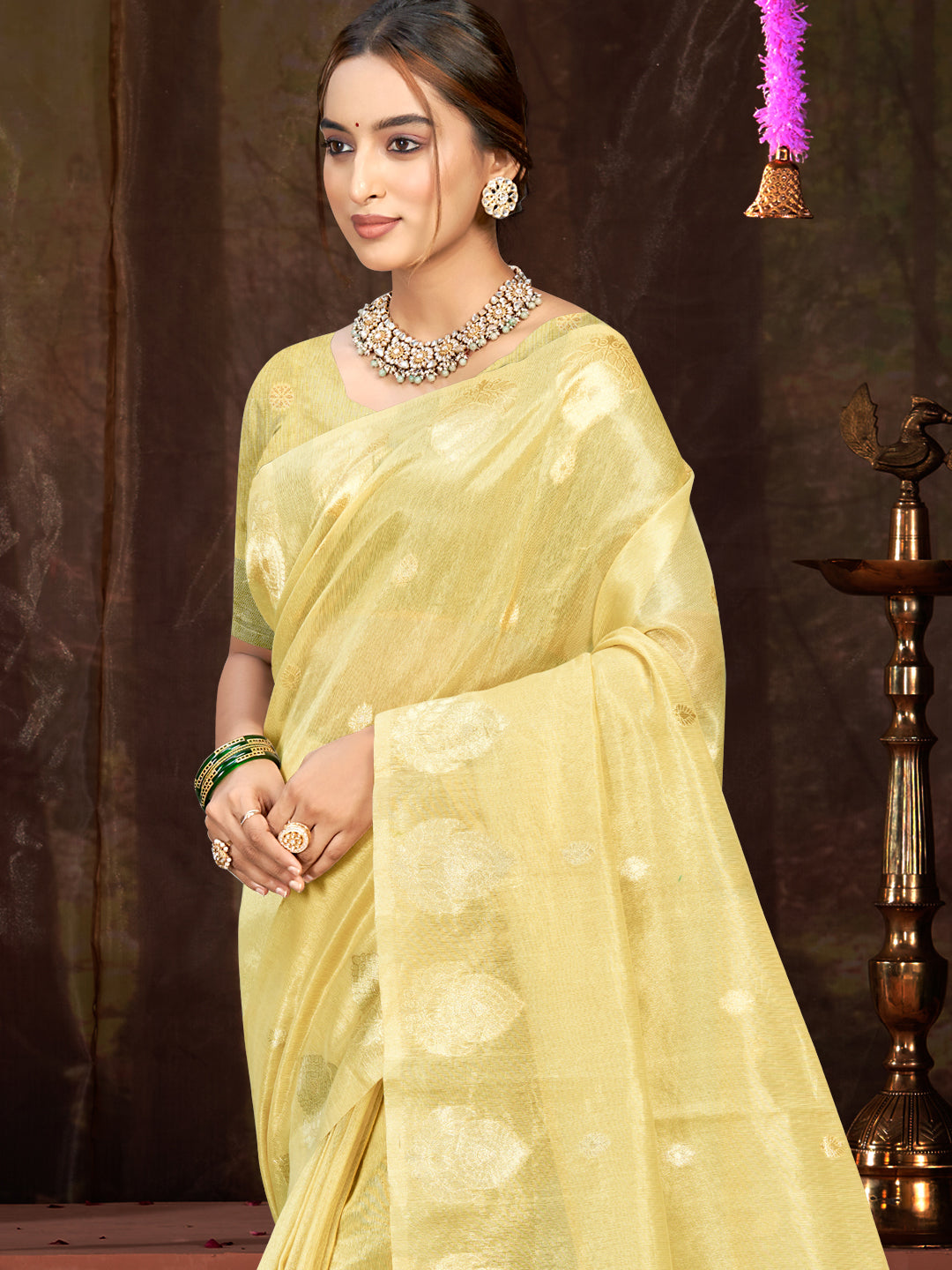 Contemporary Green Munga kota Festival Saree for Women