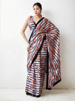 Cream Chinnon Digital Print & Lace Border Trendy Ready To Wear Saree
