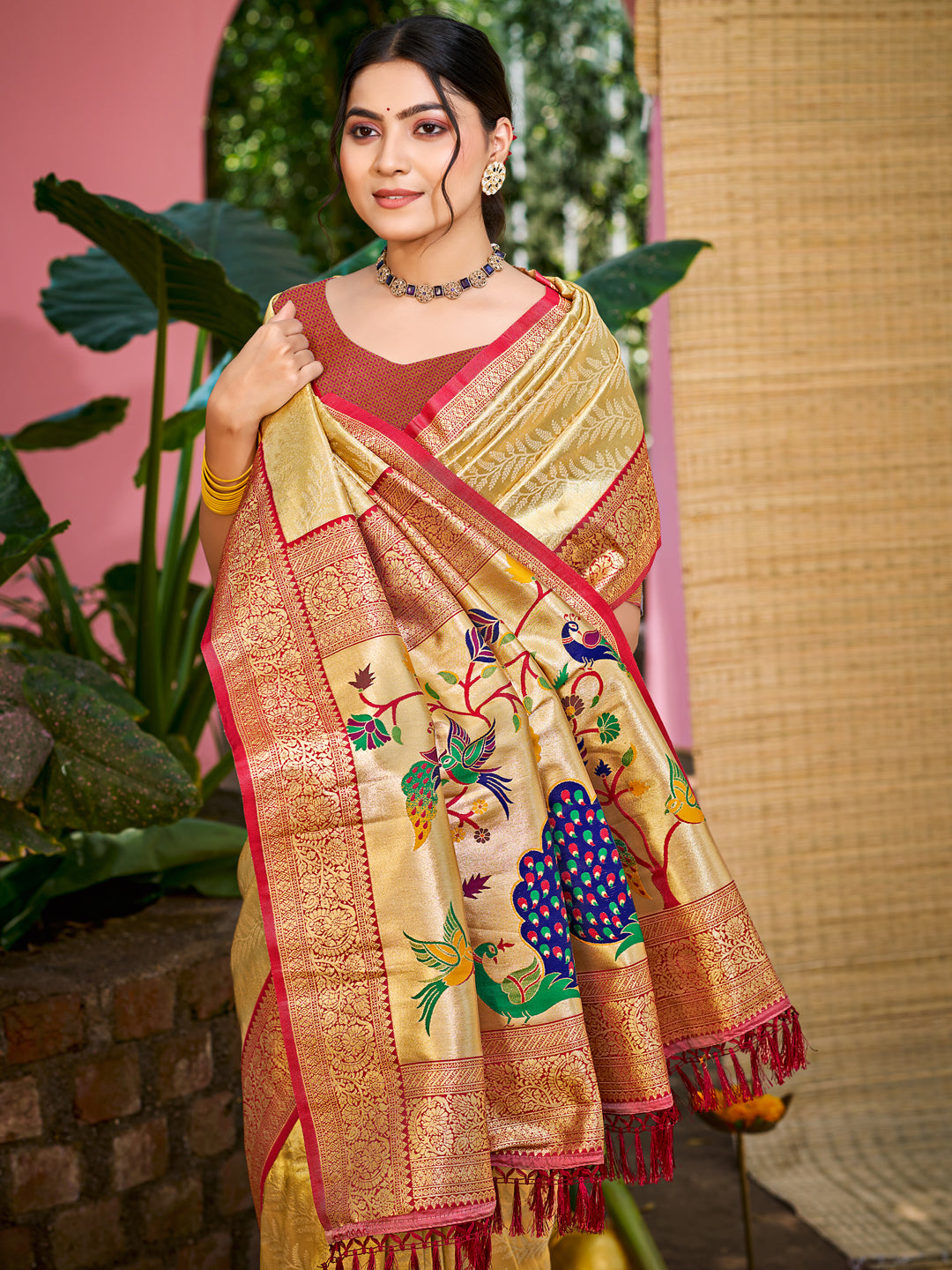 Cream Kanjivaram Silk Saree With Timeless Grace and Elegant Charm