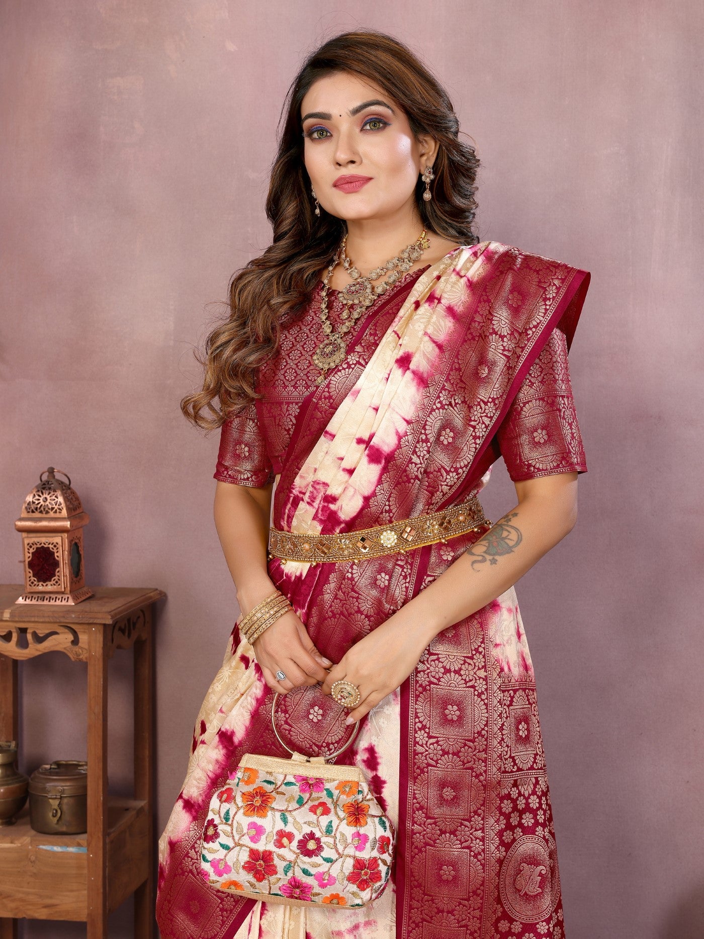 Cream Soft Satin Silk Saree With Classic Sibory Zari Border