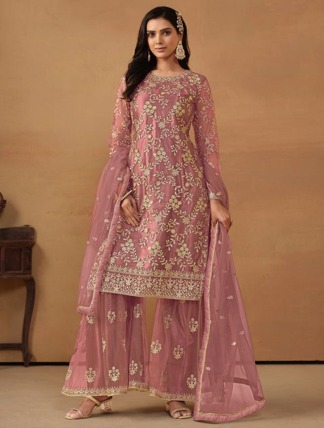 Dark-Baby-Pink Salwar Kameez With Sequance Work