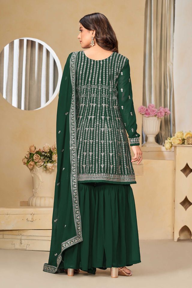 Dark-Green Salwar Kameez With Sequance Work