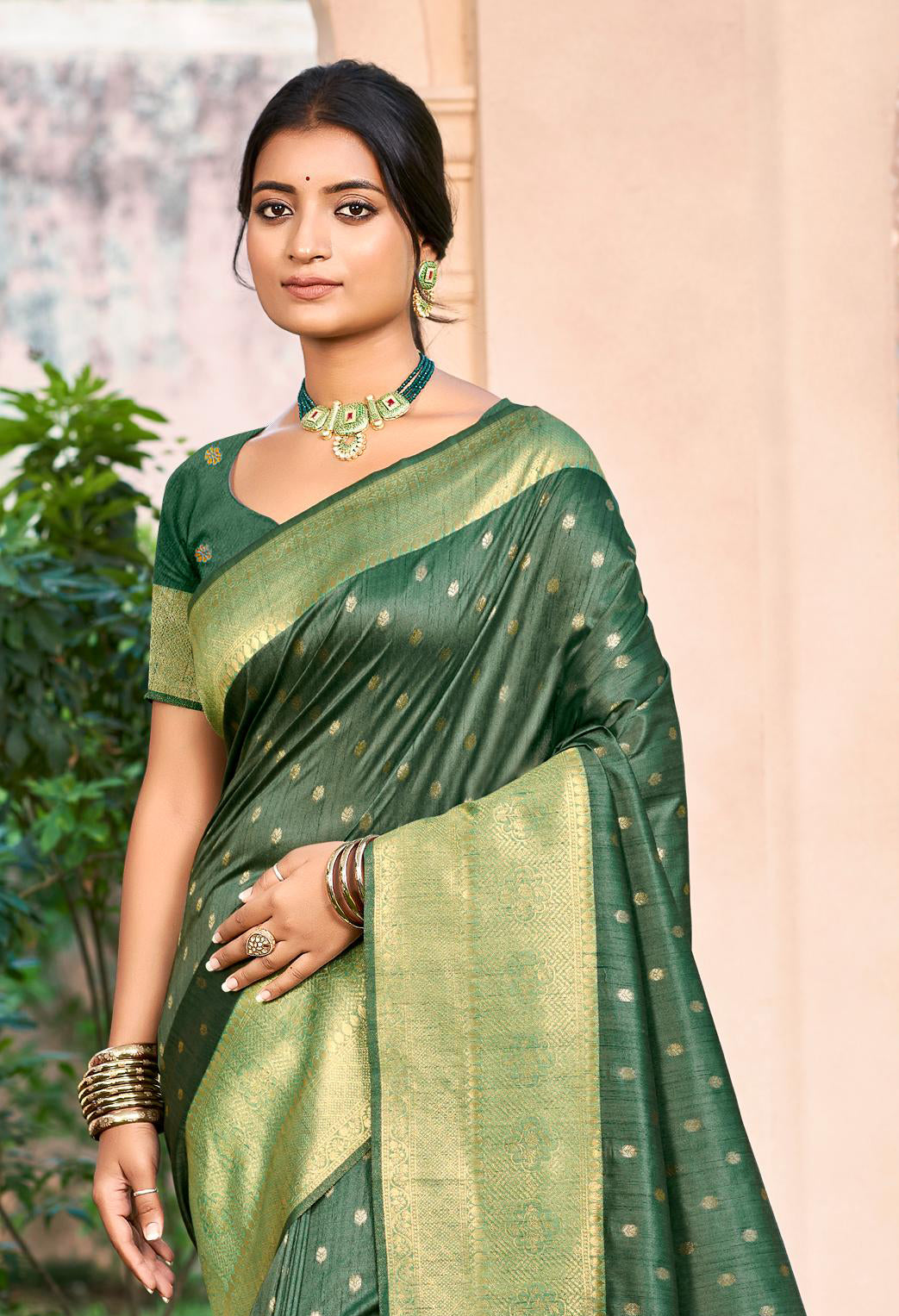 Dark Green Assam Silk Saree With Timeless Grace and Elegant Charm