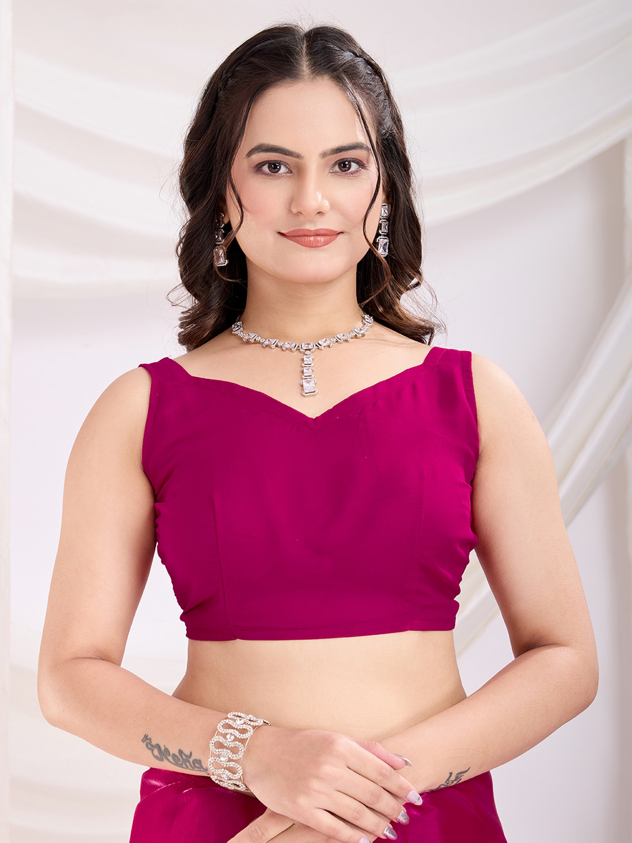Dark Pink Jimmi Choo Sequins Embroidery Work Ethnic Party Saree
