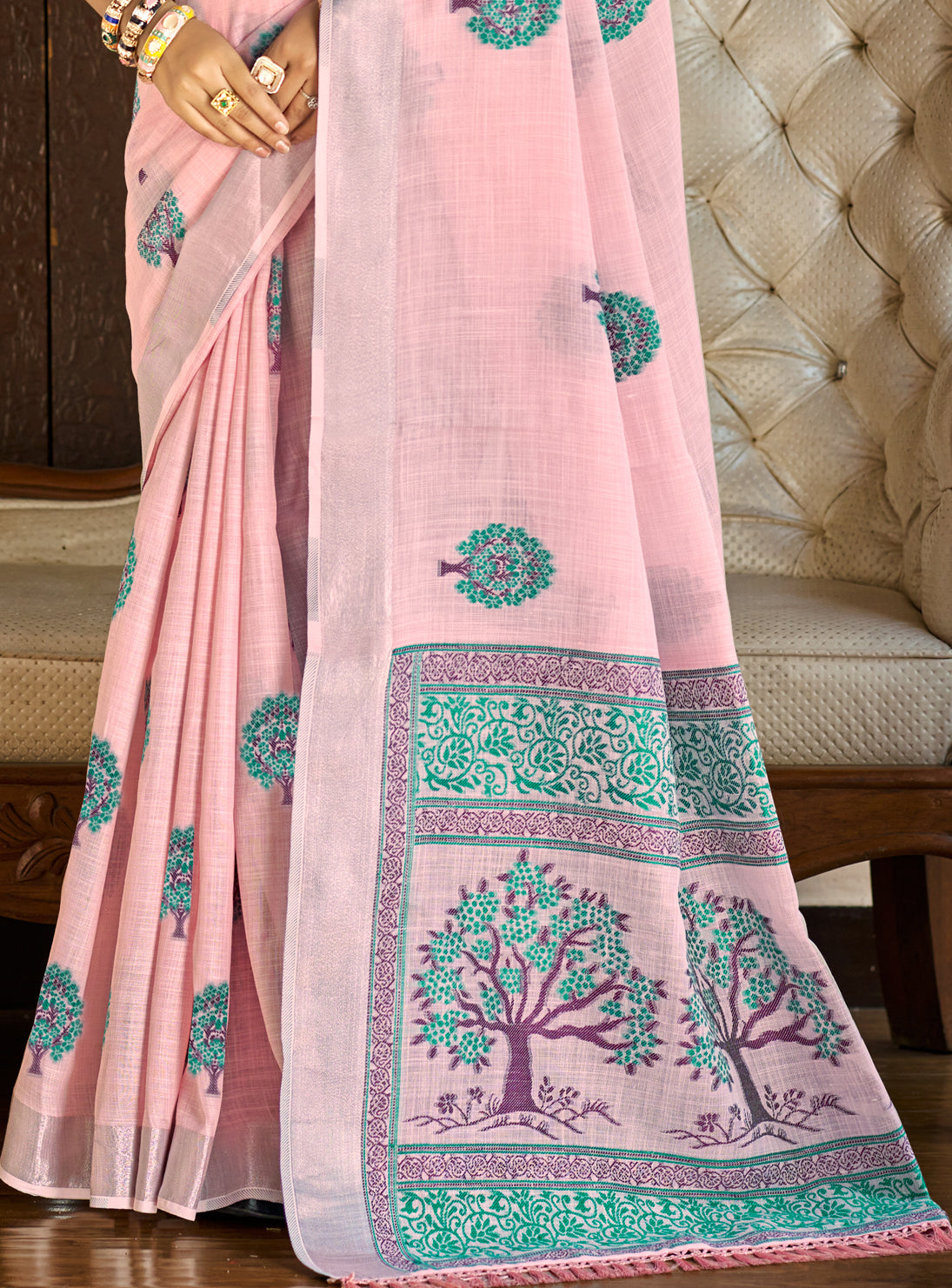 Dark Pink Linen Saree With Effortless Style and Everyday Grace