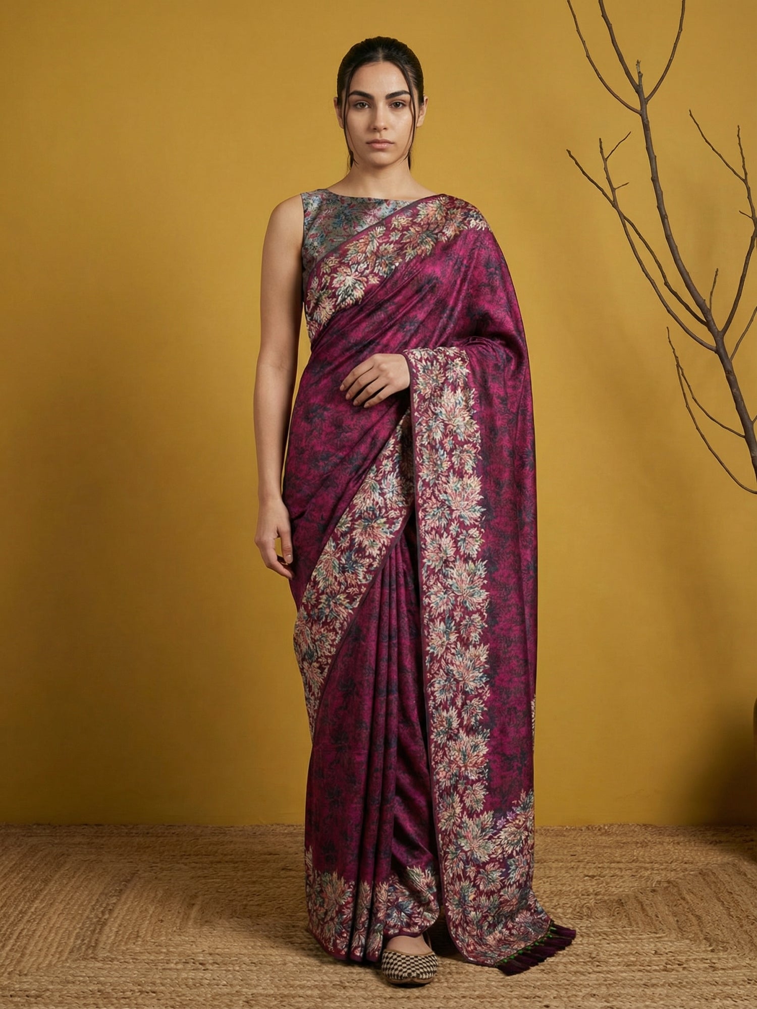 Designer Magenta Soft Silk Saree with Elegant Woven Prints