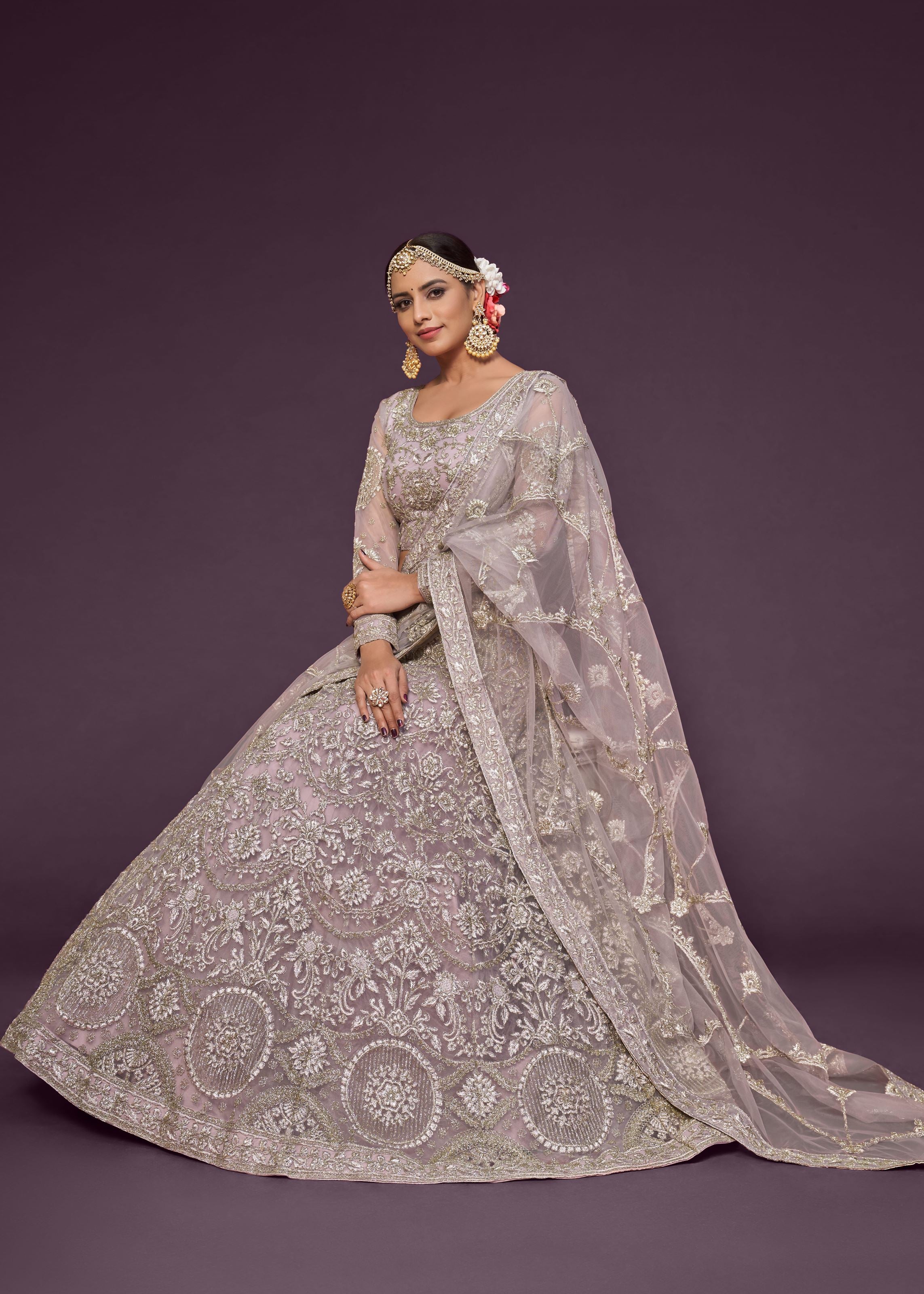 Dusky Orchid Lehenga Choli With Thread, Zari, Badla And Glitter Dori Embroidery Work