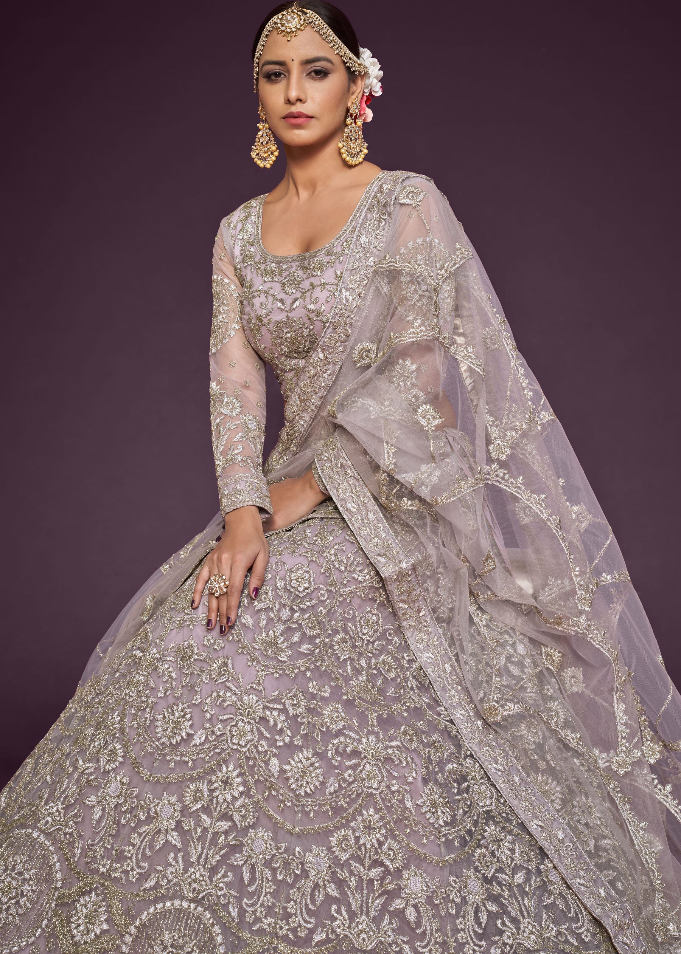 Dusky Orchid Lehenga Choli With Thread, Zari, Badla And Glitter Dori Embroidery Work