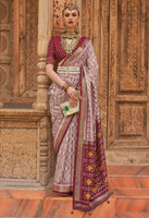 Dusty Pink PV Silk Saree with  Printed