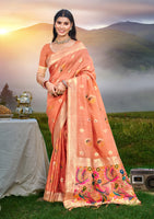Elegant Gajri Assam Silk Meenakari Festival Saree