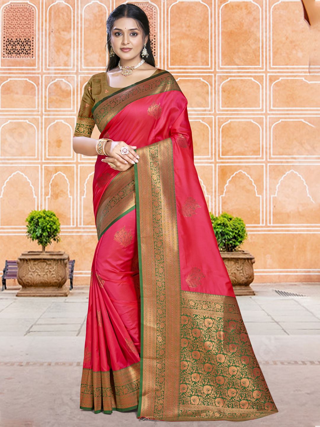 Enchanting Pink Colour  Soft Silk Saree