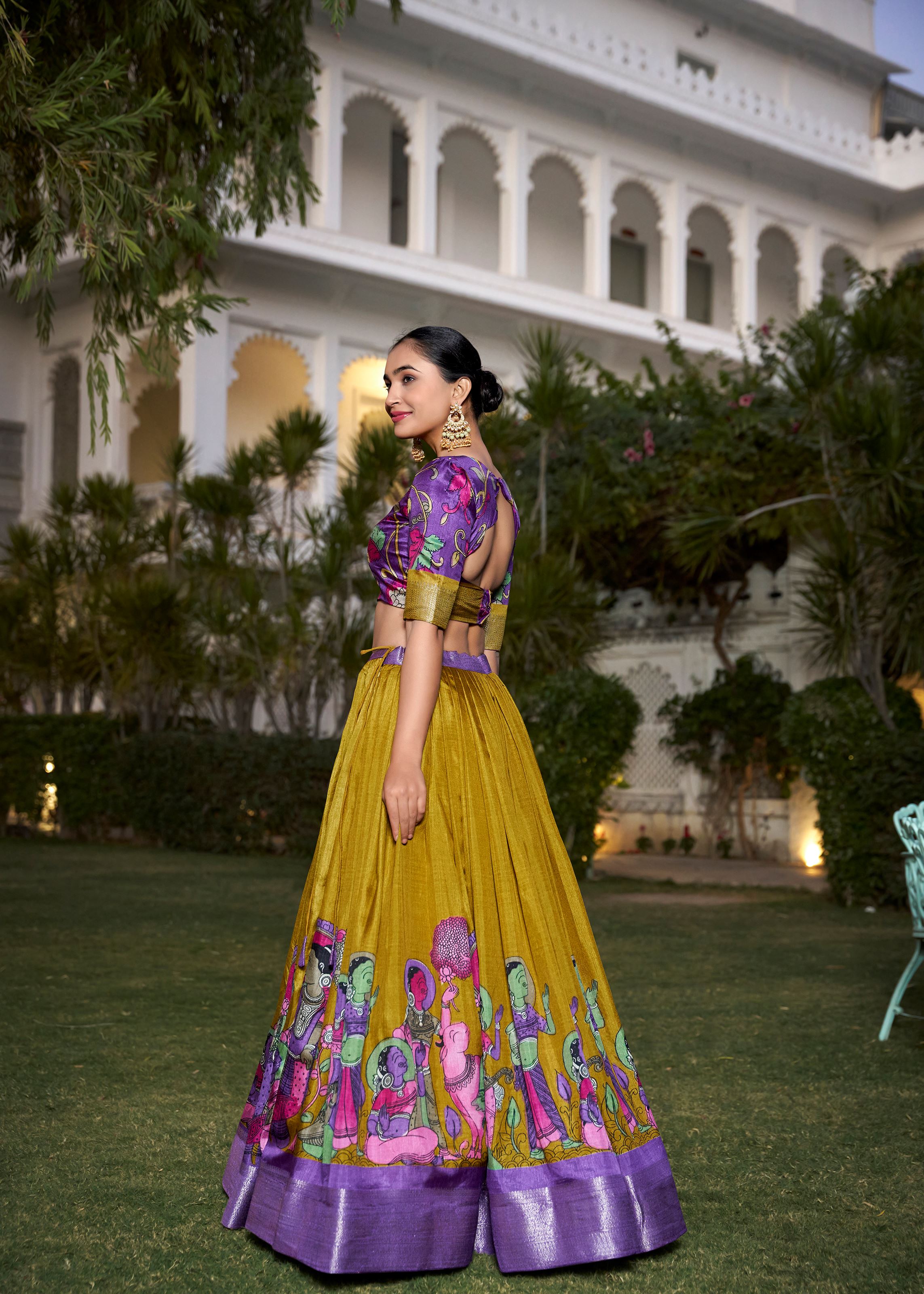 Ethnic Chic Printed Kalamkari Lehenga with Luxurious Zari Border