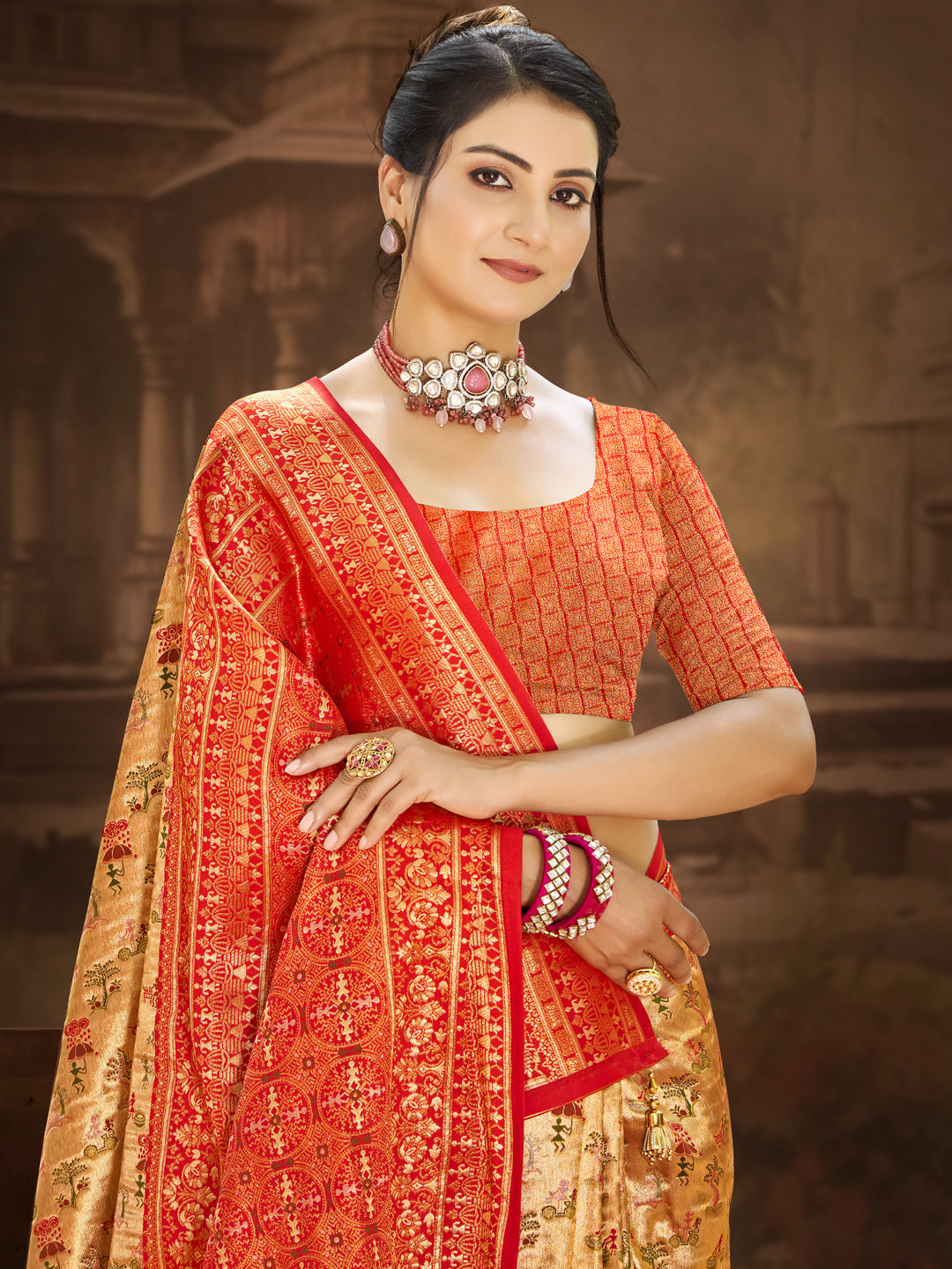 Exquisite Multi Color Dharmavaram Silk Festival Saree for Women