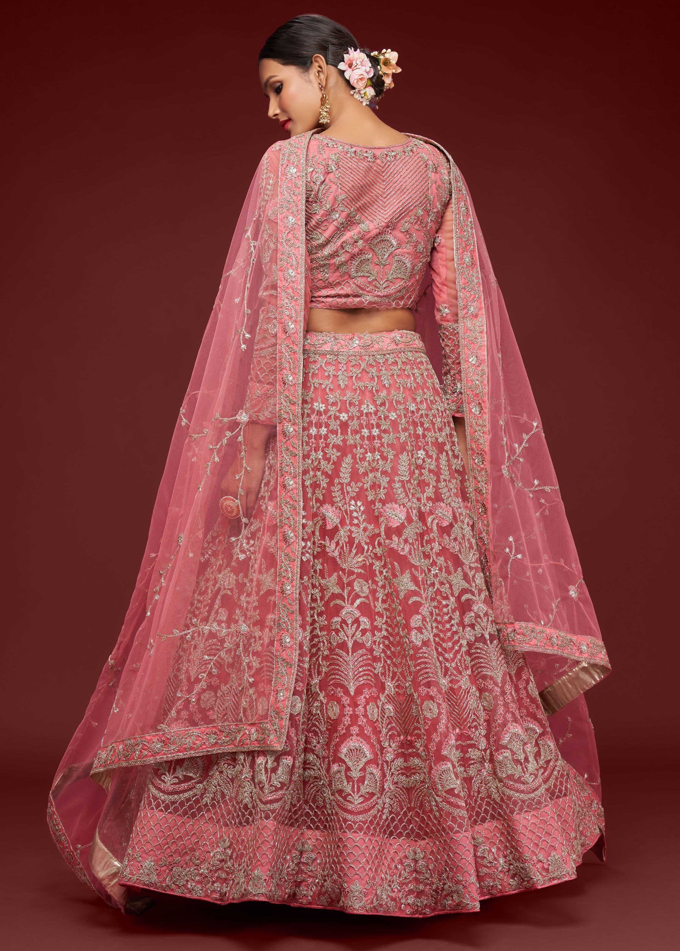 Fantasy Rose Lehenga Choli With Thread, Zari, Badla And Glitter Dori Embroidery Work