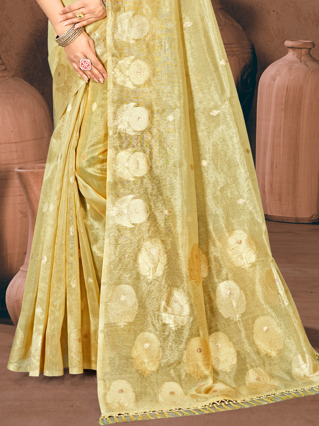 Festive Olive Green Munga kota Festival Saree for Women