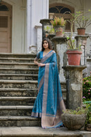 Firozi Kalyani Silk Elegant Designer Festive Wear Heavy Woven Designer Saree