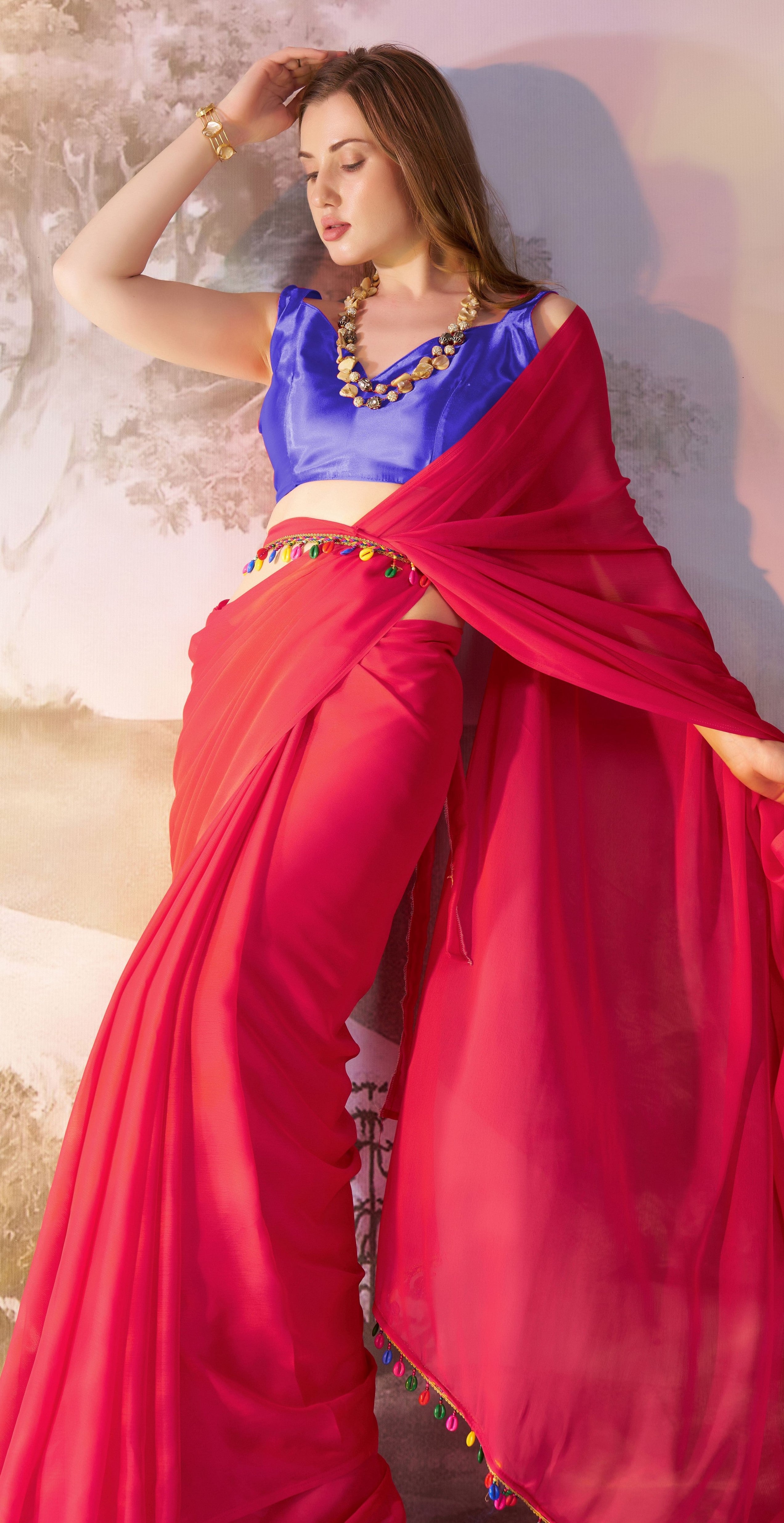 Gajri Beautiful Bollywood Style Partywear Chiffon Saree