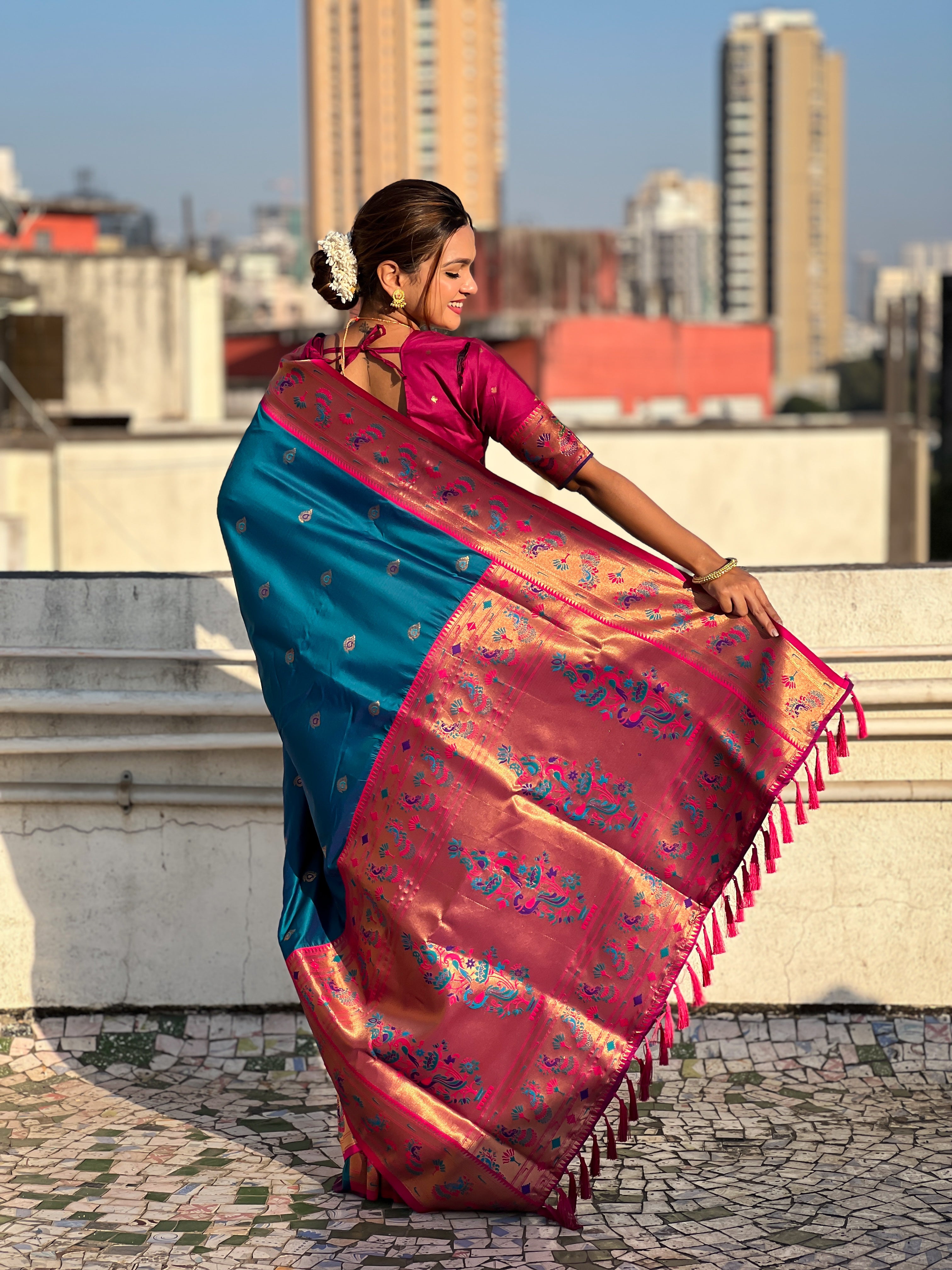 Glamorous Weaving Meenakari Designer Soft Silk Ethnic Partywear Blue Saree