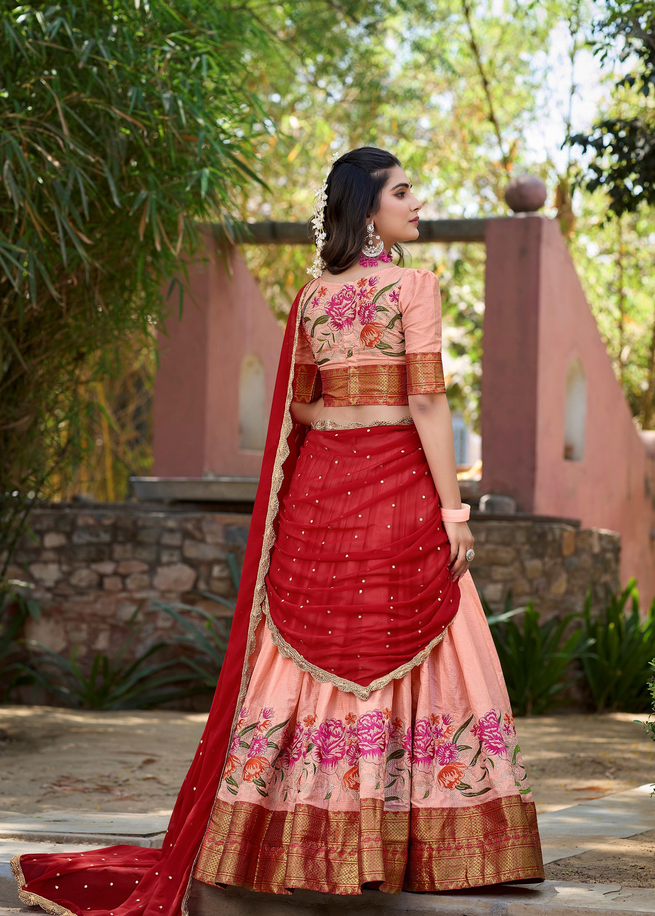 Glow in Peach Cotton Silk Beauty with Intricate Embroidery