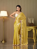 Gold Chiffon Fancy Designer Bollywood Party Saree