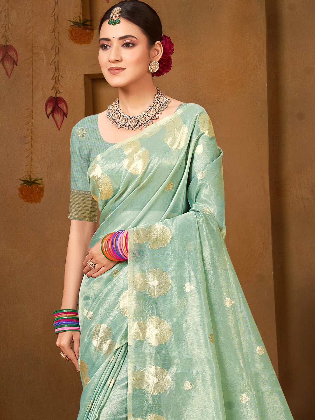 Gorgeous Sea Green Munga kota Festival Saree for Women