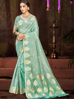 Grand Sea Green Munga kota Festival Saree for Women