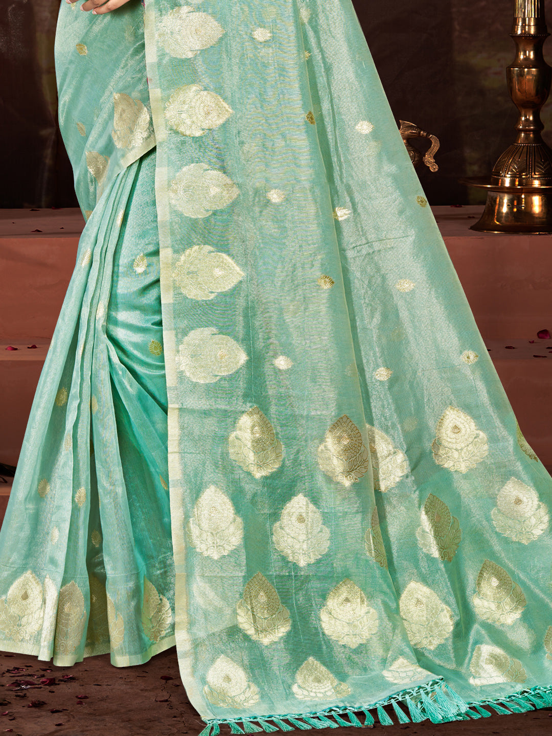 Grand Sea Green Munga kota Festival Saree for Women