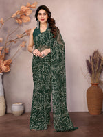 Green Beautiful Designer Printed Ready To Wear Saree For Fancy Looks