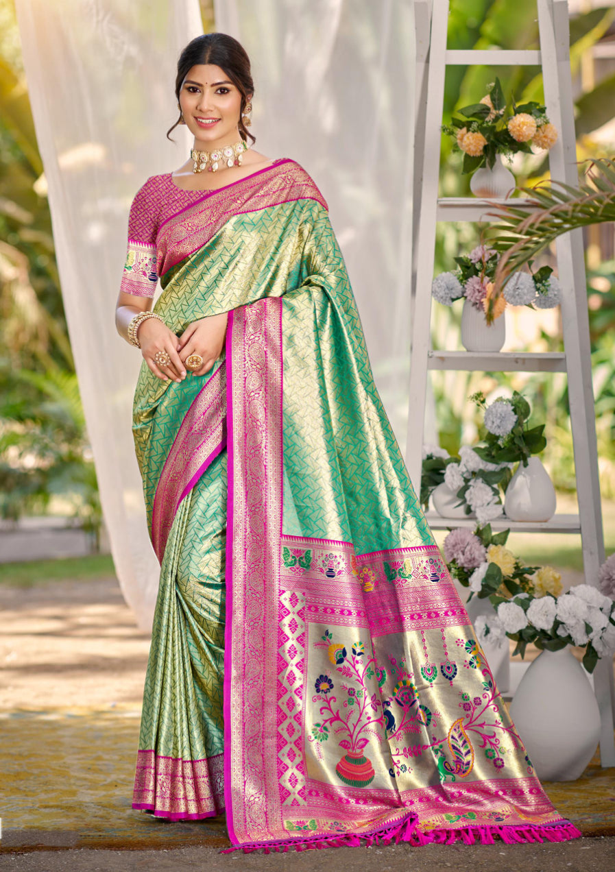 Green Color Kanjivaram Silk Saree With Effortless Style and Everyday Grace