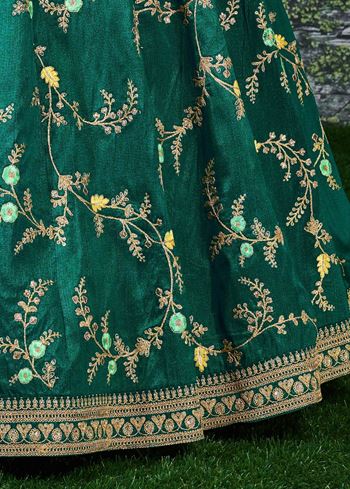 Green Embroidery Mulberry Silk Wedding Lehenga Choli