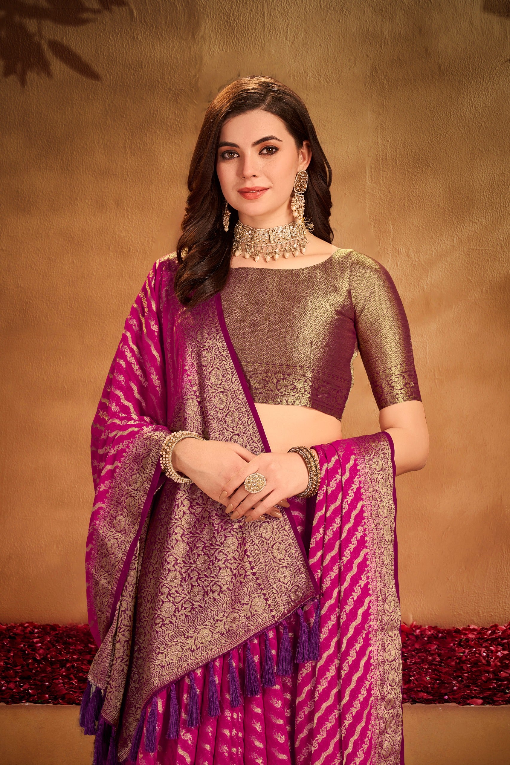 Green Jacquard Silk Woven Saree With Embroidered Blouse
