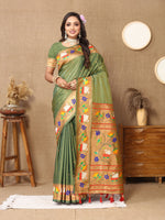 Green Paithani Silk Woven Meenakari Paithani Designer Saree
