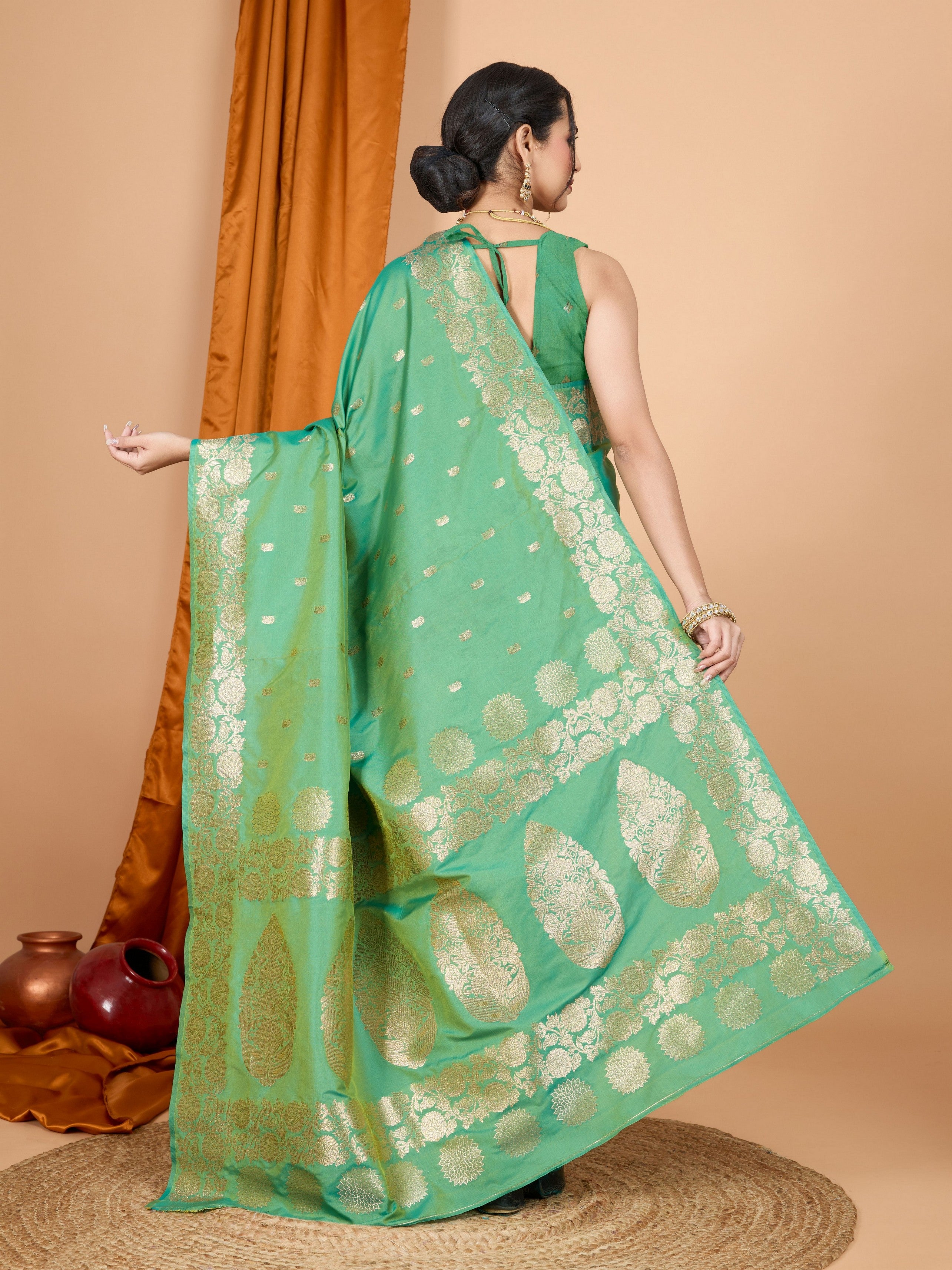 Green Rich Woven Jari Designer Banarasi Silk Saree