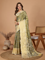 Green Soft Silk Heavy Woven Jari Designer Adorable Ethnic Saree