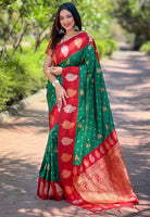 Green Soft Silk Heavy Woven Jari Designer Saree