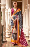 Grey Patola Silk Saree with  Printed