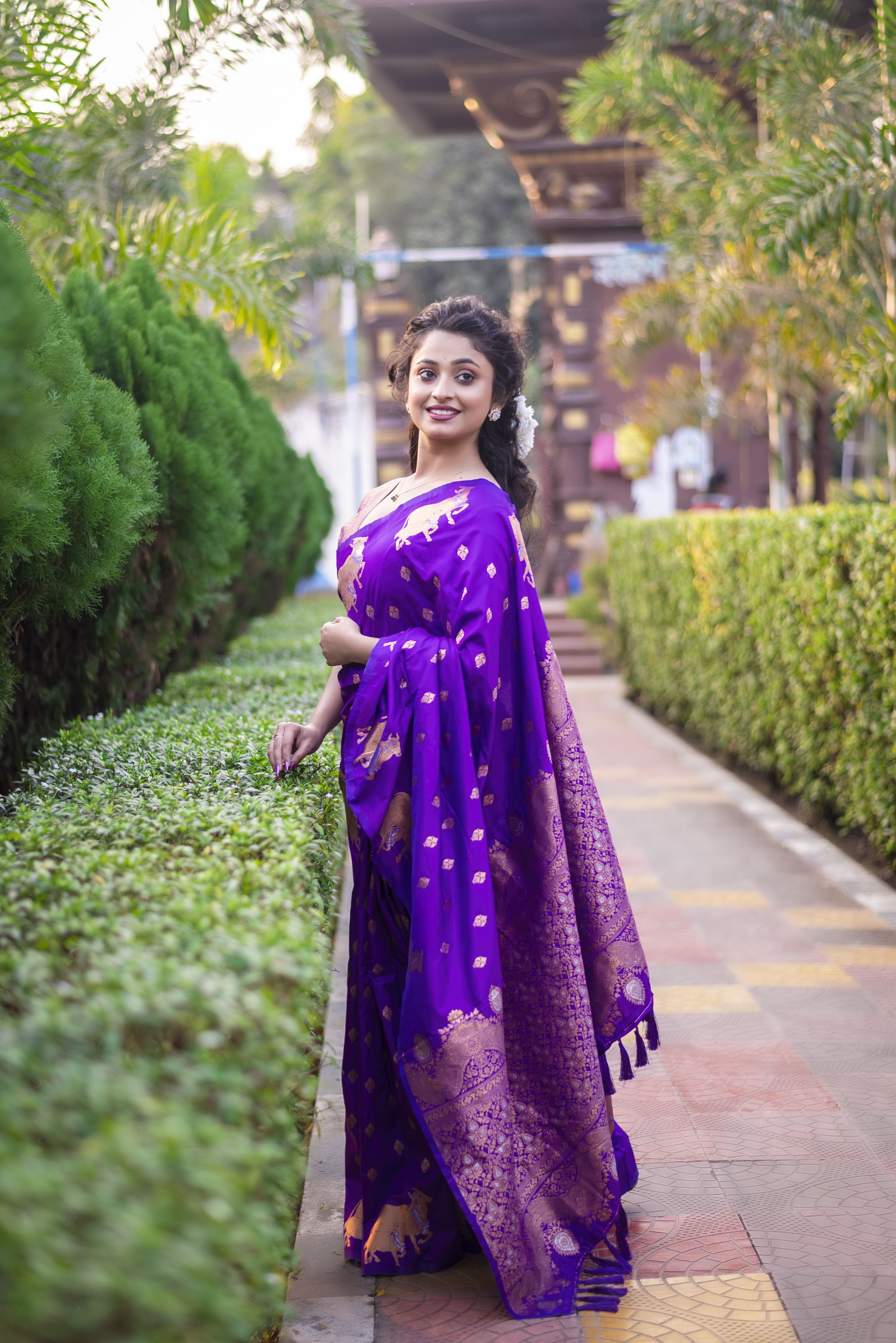 Lavender Beautiful Woven Jari Nandi Designer Moonga Silk Saree