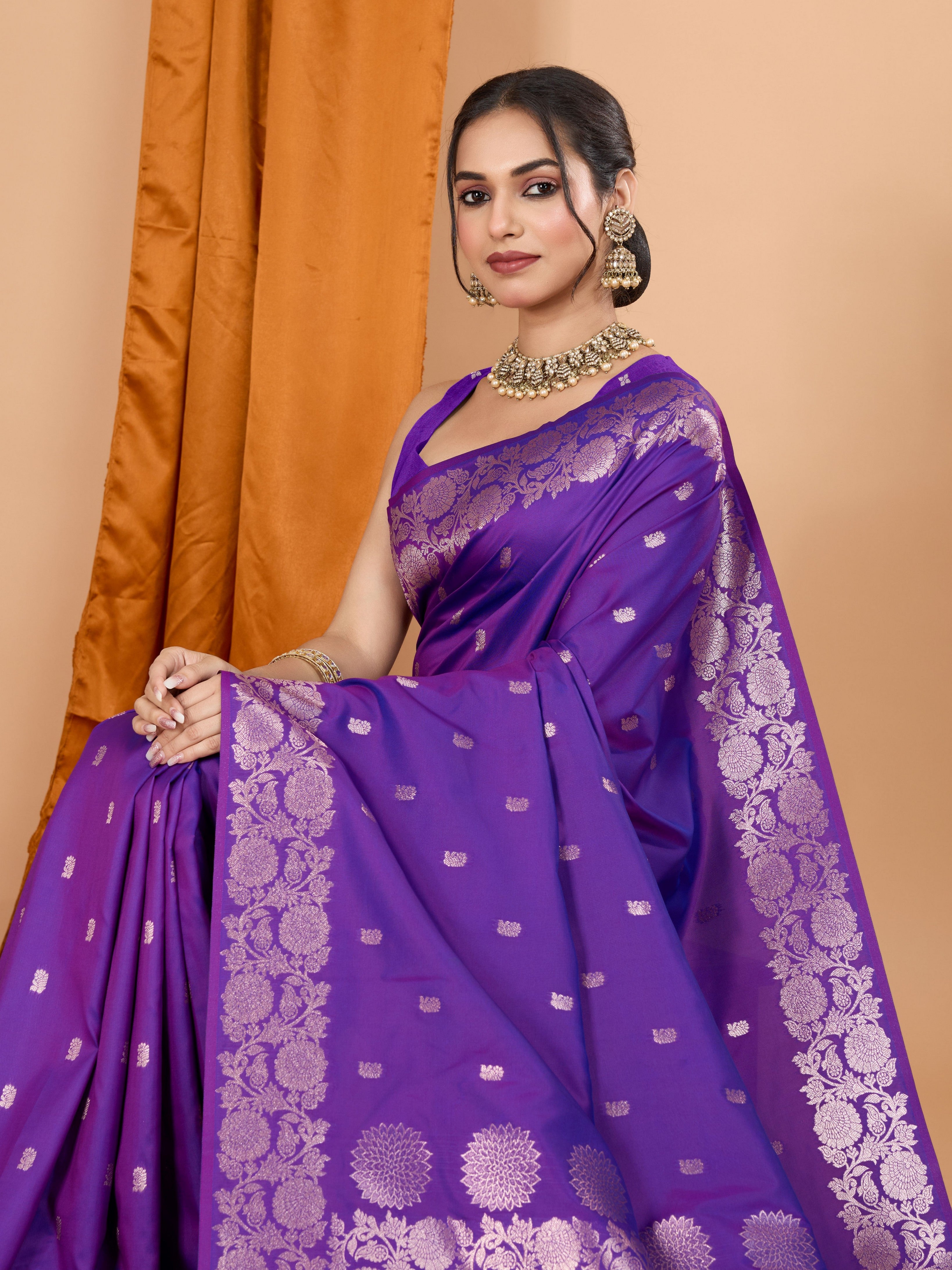 Lavender Rich Woven Jari Designer Banarasi Silk Saree