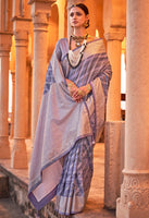 Lavender Saree With  Jacquard Woven Work