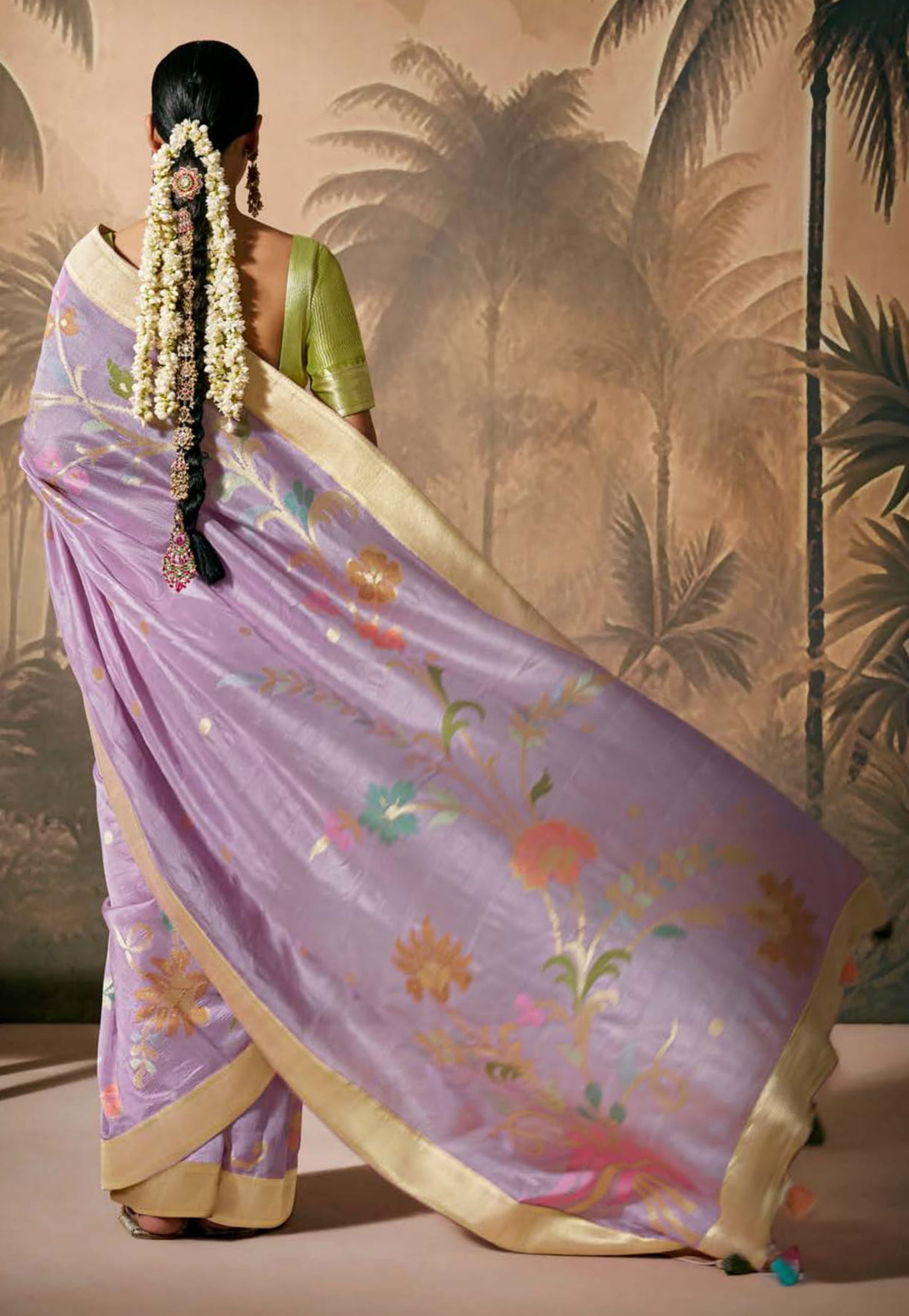 Lavender Silk Saree With  Jacquard Woven