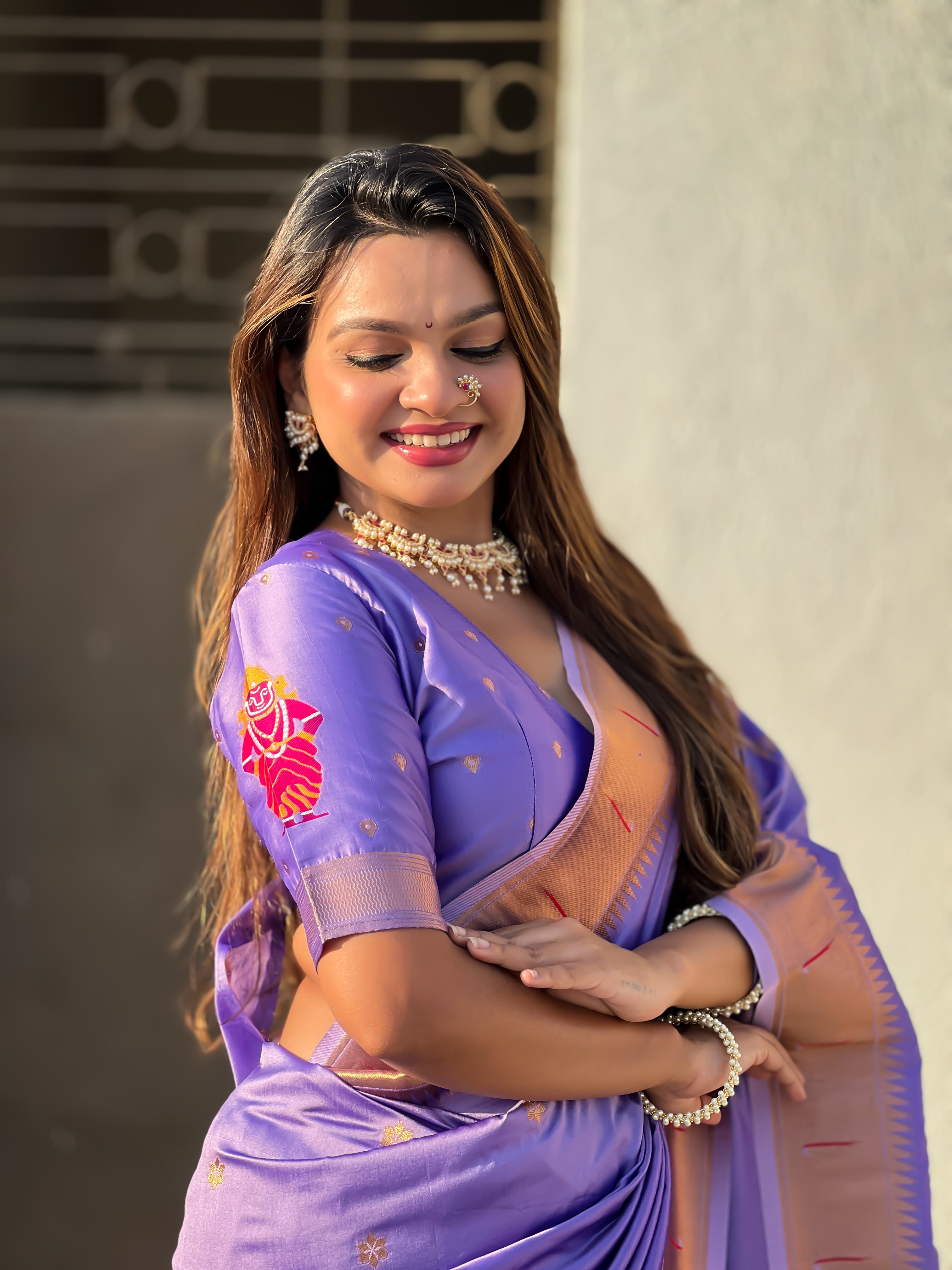 Lavender Soft Silk Woven Vitthala Designer Traditional Ethnic Saree